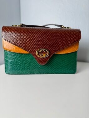 Gucci Zumi Multicolor Python Shoulder Bag